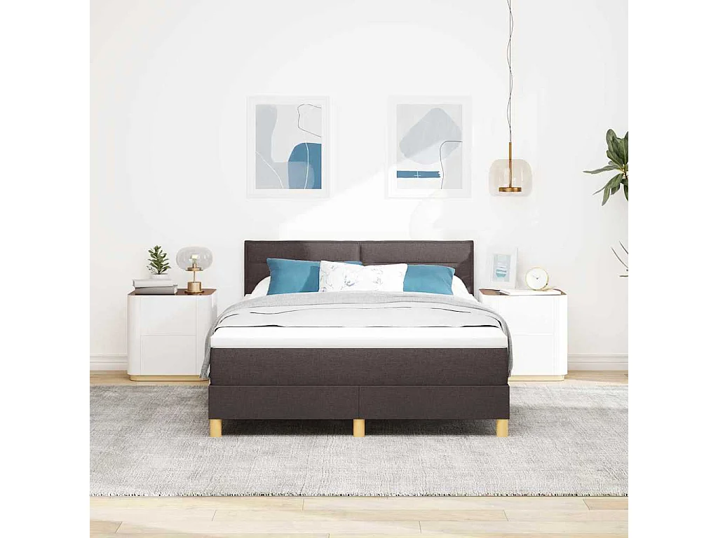 Boxspring bed met matras Donkerbruin 160 x 200 cm Stof