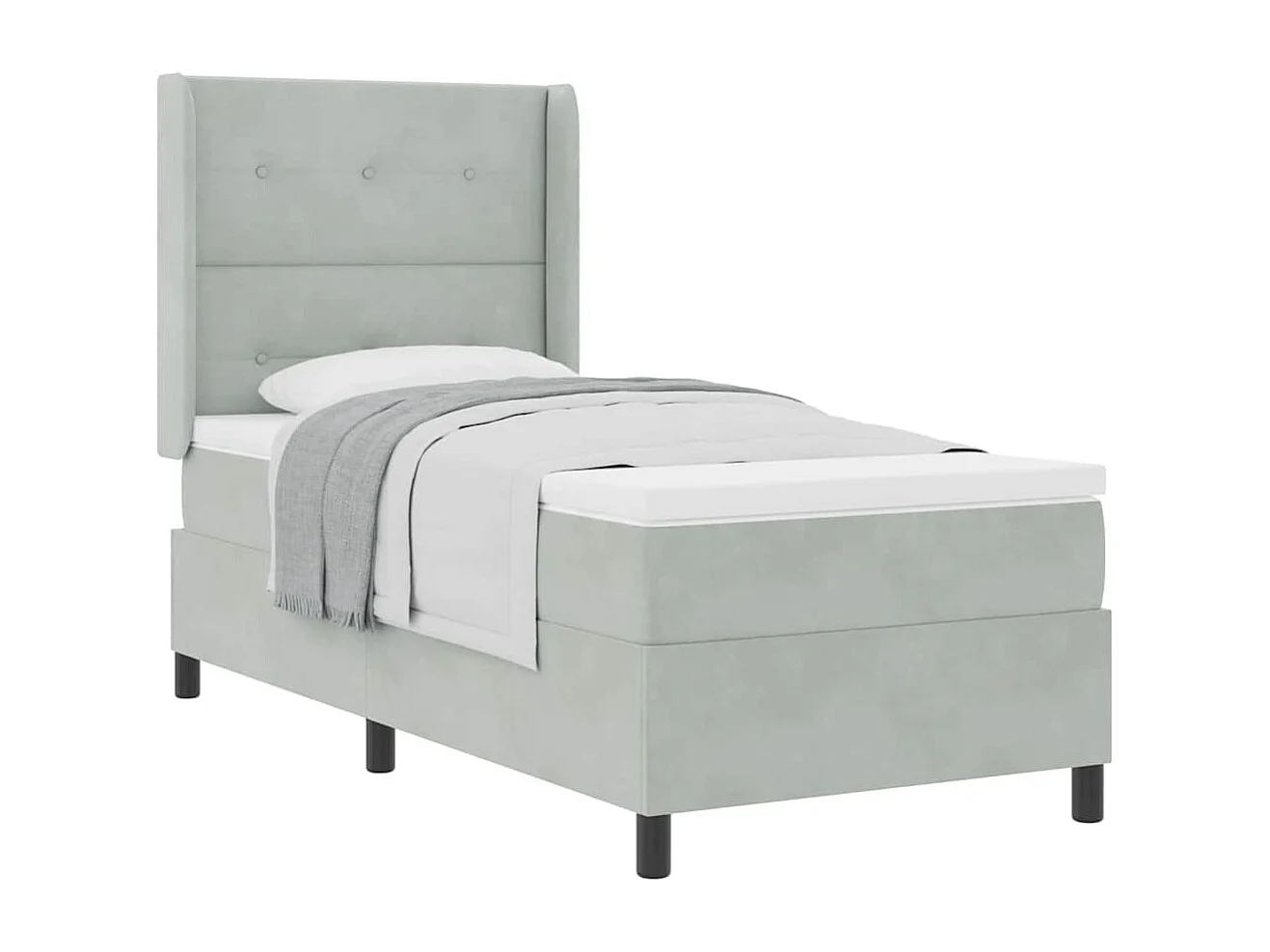Cama tipo Box Spring Gris claro 90 x 190 cm Terciopelo