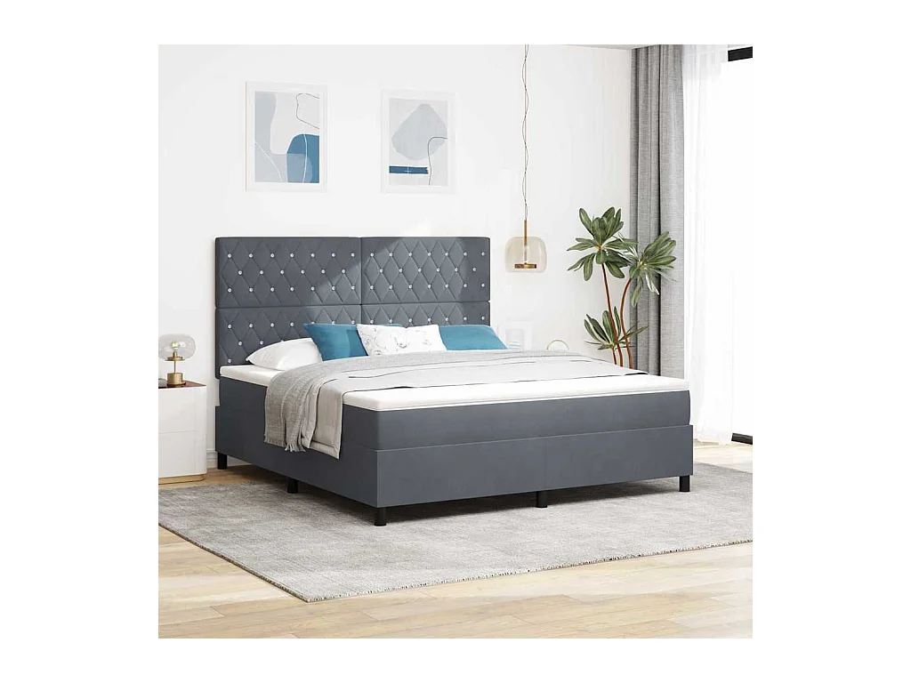 Boxspring bed met matras Donkergrijs 180 x 200 cm Fluweel