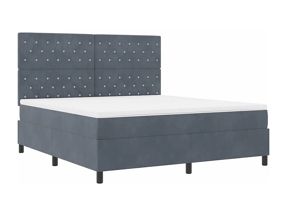 Cadre de lit avec matelas Gris foncé 180 x 200 cm Velours