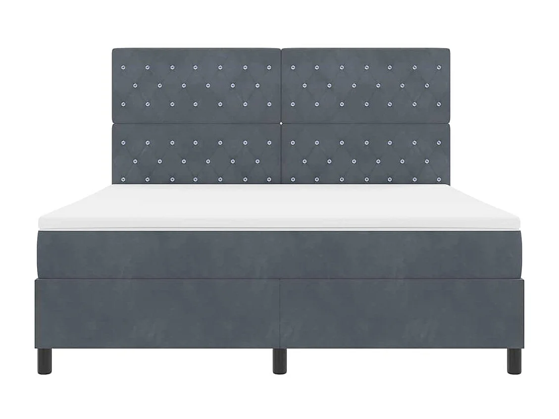 Cadre de lit avec matelas Gris foncé 180 x 200 cm Velours