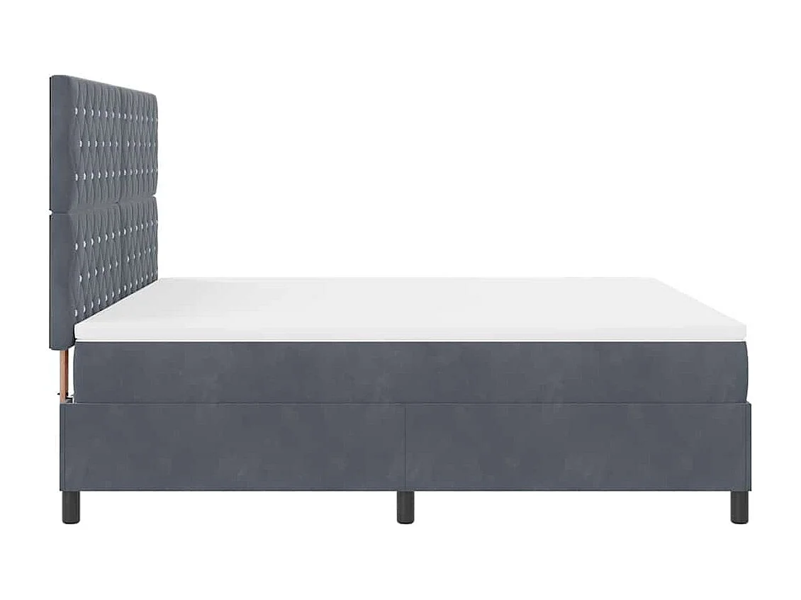Cadre de lit avec matelas Gris foncé 180 x 200 cm Velours