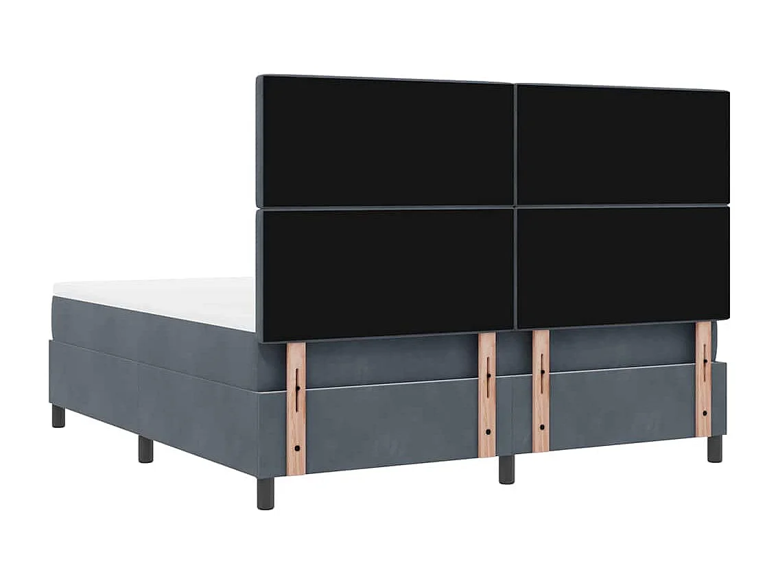 Cadre de lit avec matelas Gris foncé 180 x 200 cm Velours