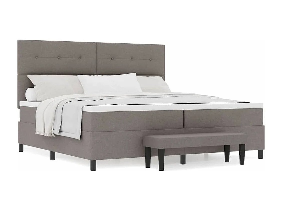 Cama tipo Box Spring con colchón Taupé 200 x 200 cm tela