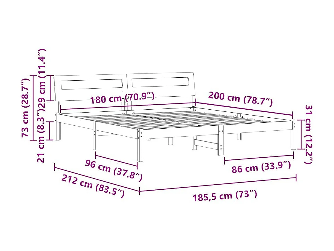 Bedframe Wasbruin 180 x 200 cm Massief grenenhout