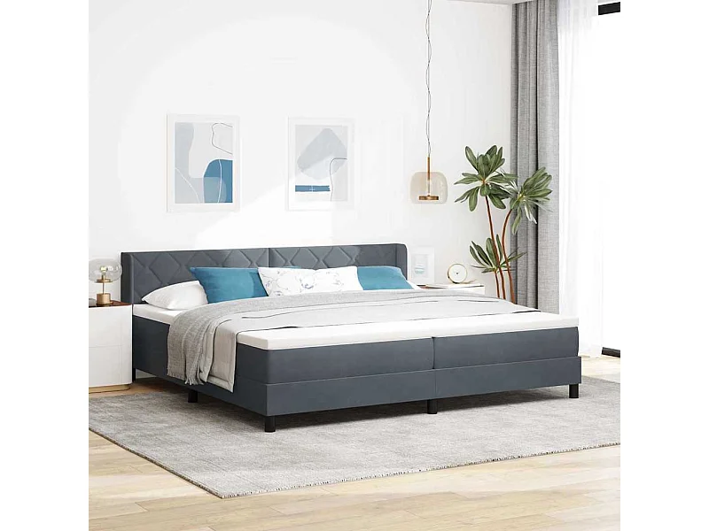 Cadre de lit avec matelas noir 100x200 cm en velours