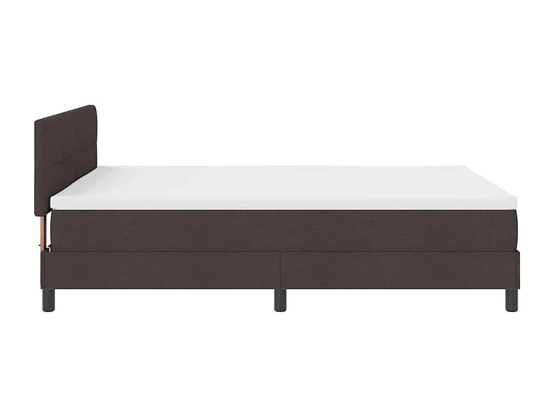 Cadre de lit avec matelas Marron foncé 140 x 200 cm tissu