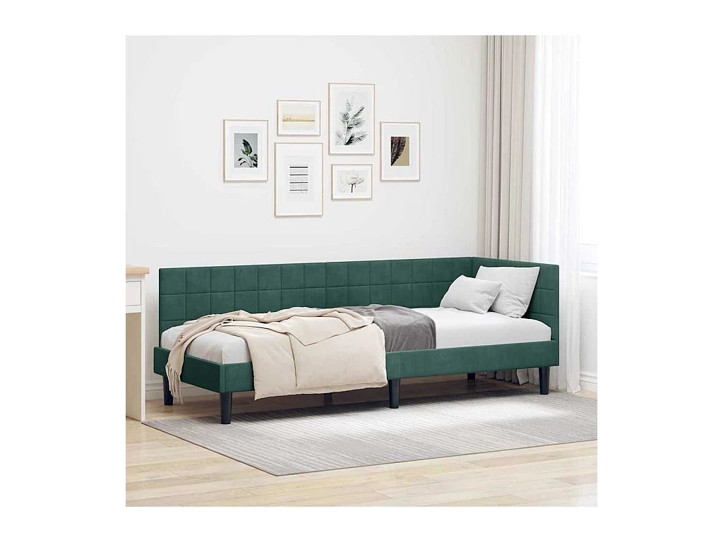 Estructura de cama en esquina Verde oscuro 80 x 200 cm