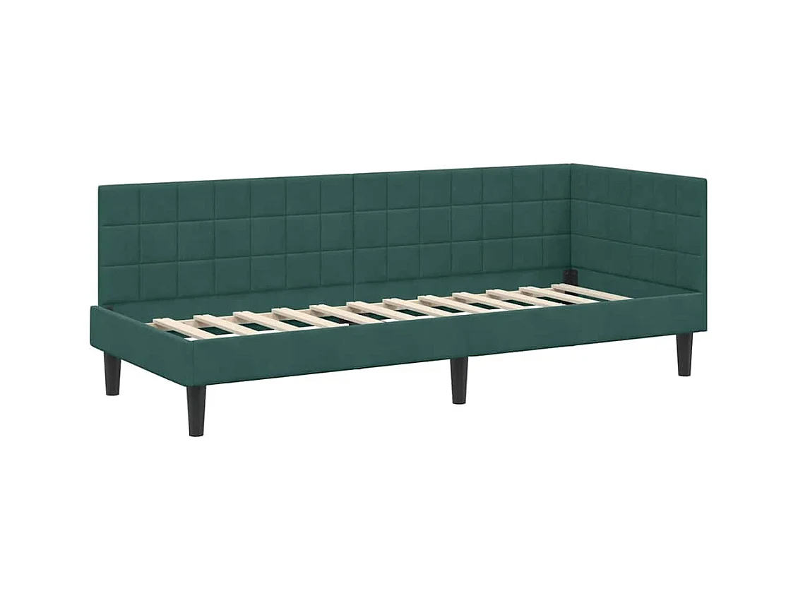 Cadre de lit d'angle Vert foncé 80 x 200 cm Velours
