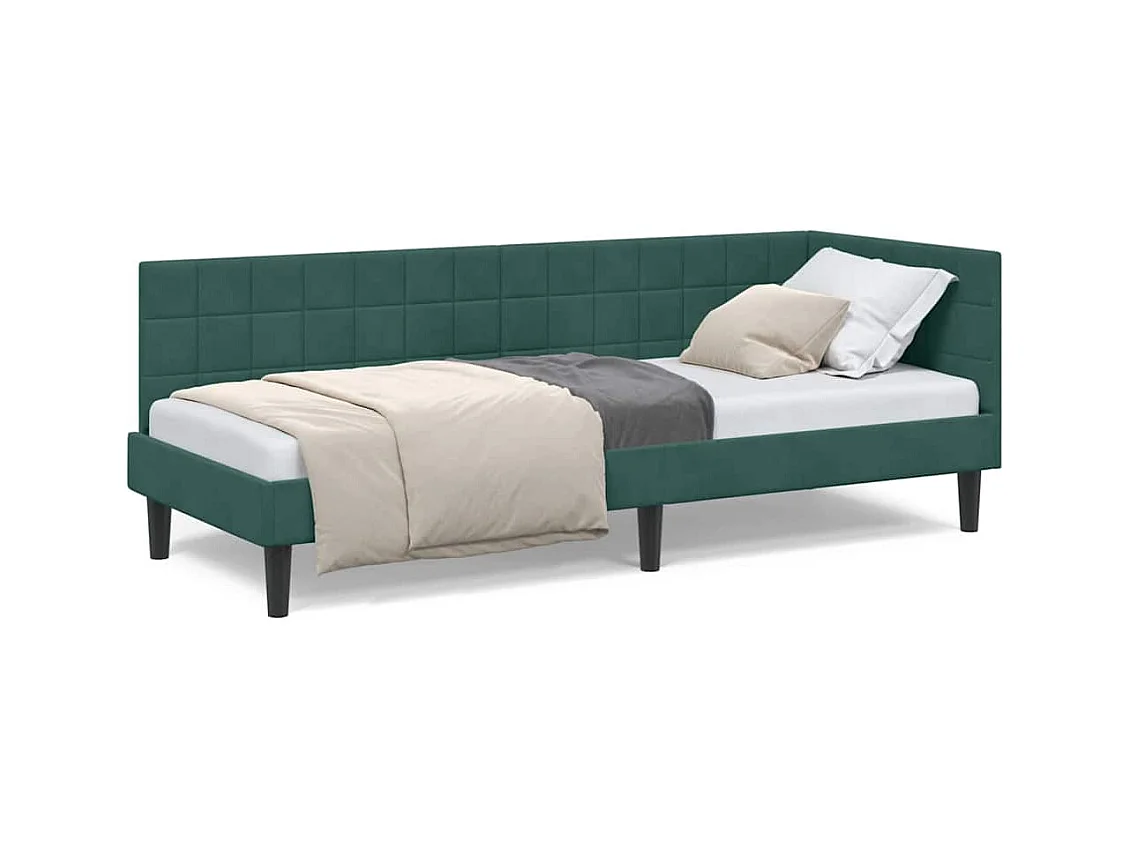 Cadre de lit d'angle Vert foncé 80 x 200 cm Velours