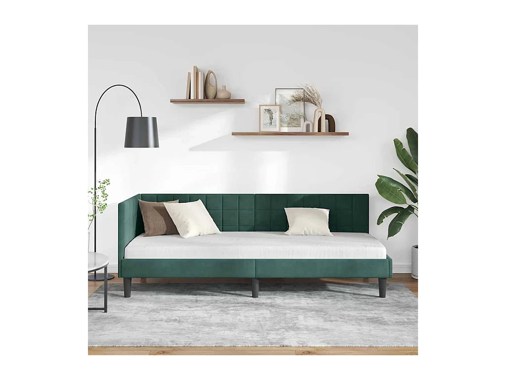 Cadre de lit d'angle Vert foncé 80 x 200 cm Velours