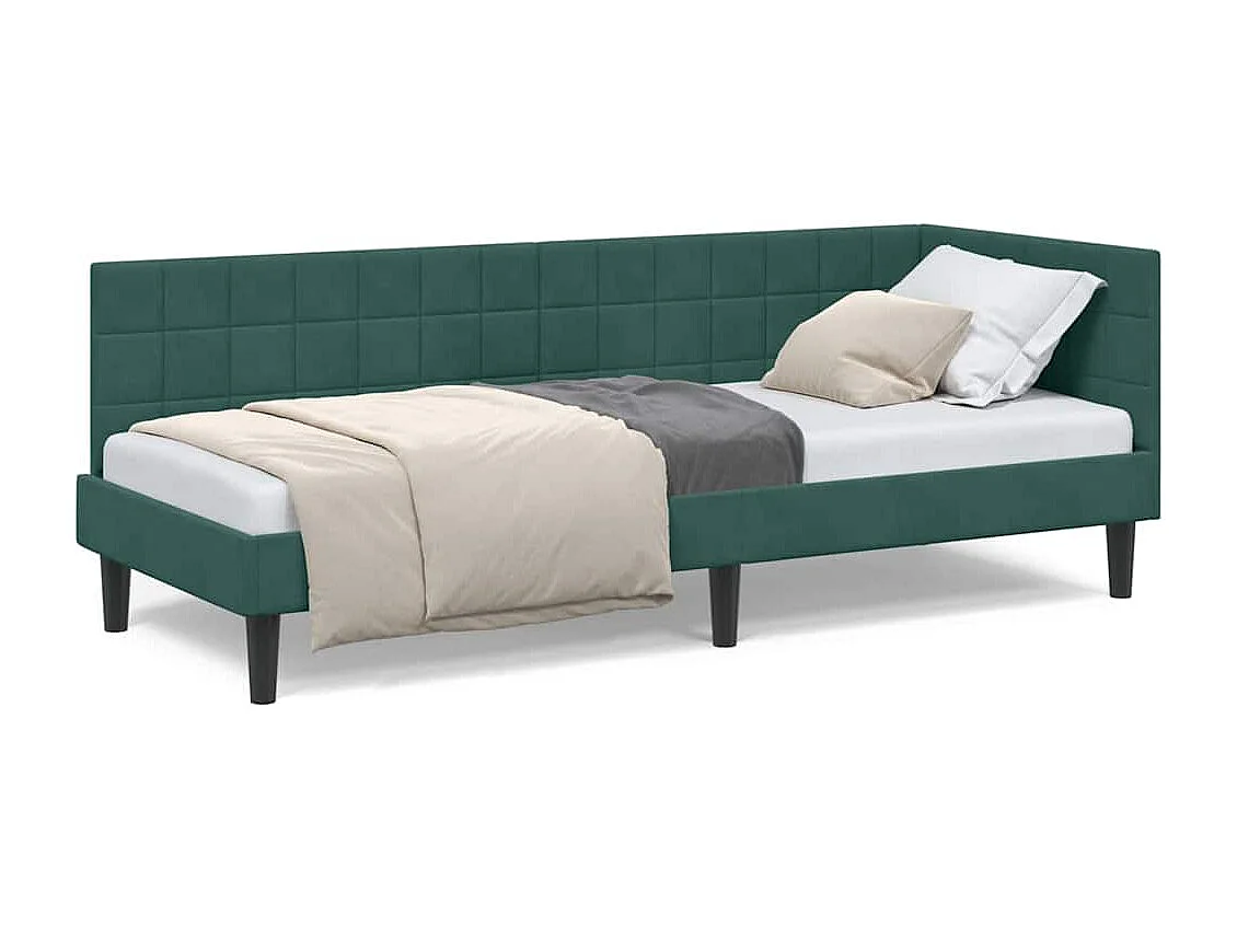 Cadre de lit d'angle Vert foncé 80 x 200 cm Velours