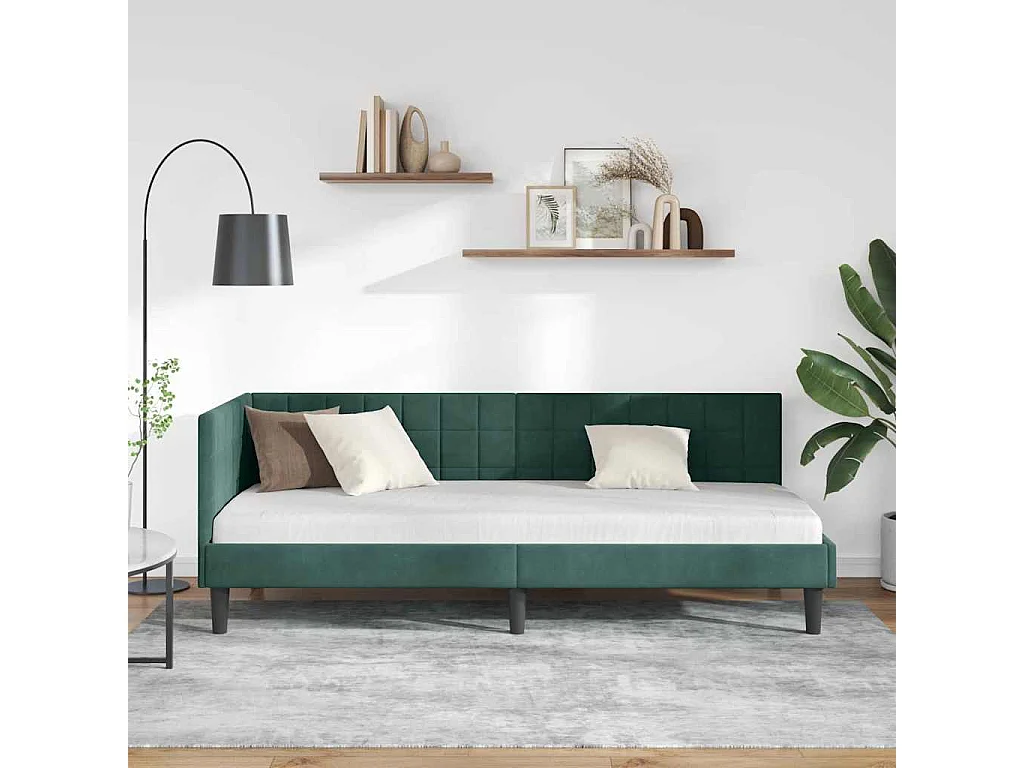 Cadre de lit d'angle Vert foncé 80 x 200 cm Velours