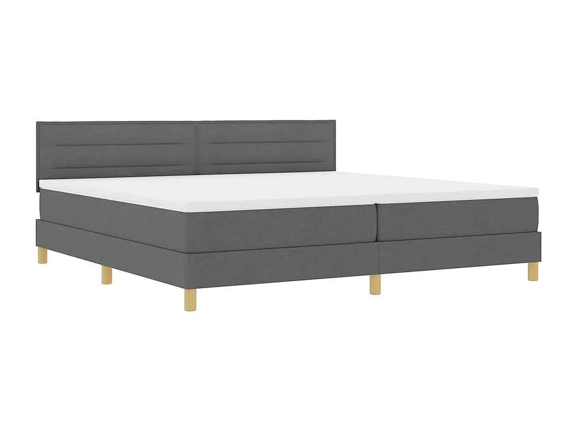 Cadre de lit avec matelas Gris foncé 200 x 200 cm tissu