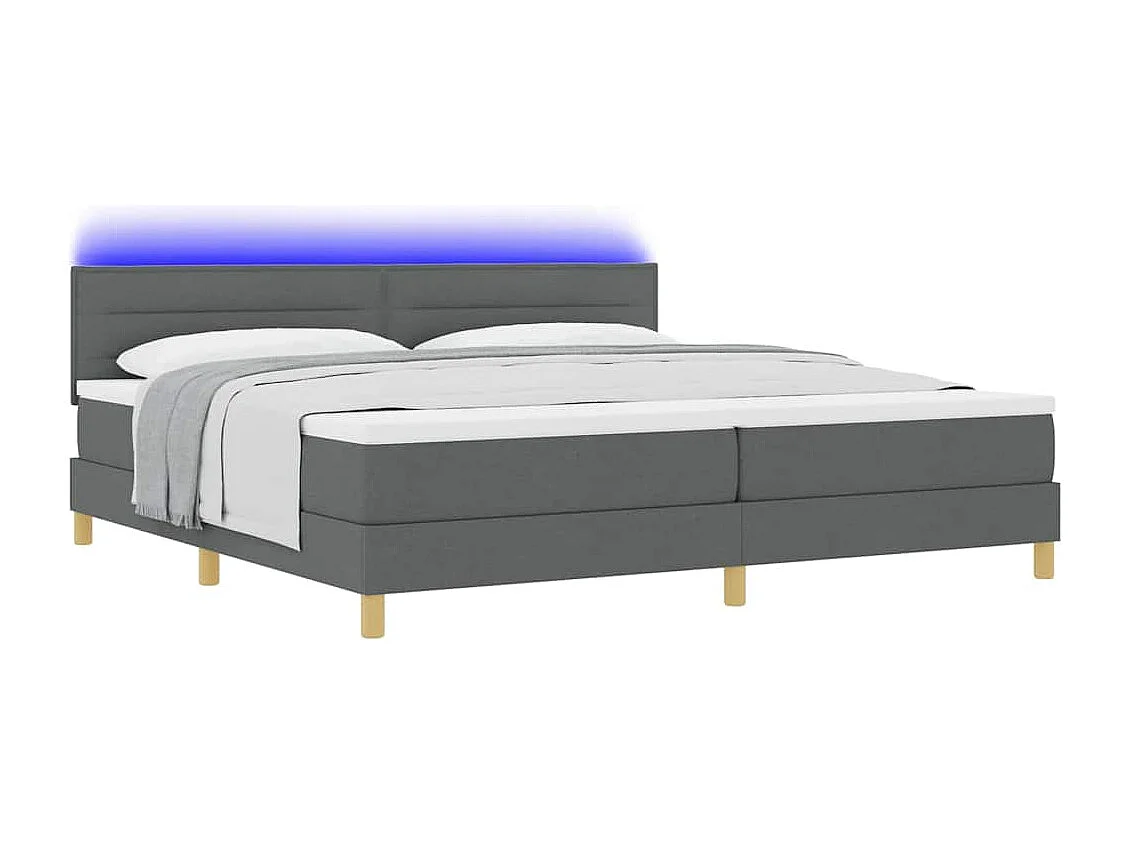 Cadre de lit avec matelas Gris foncé 200 x 200 cm tissu