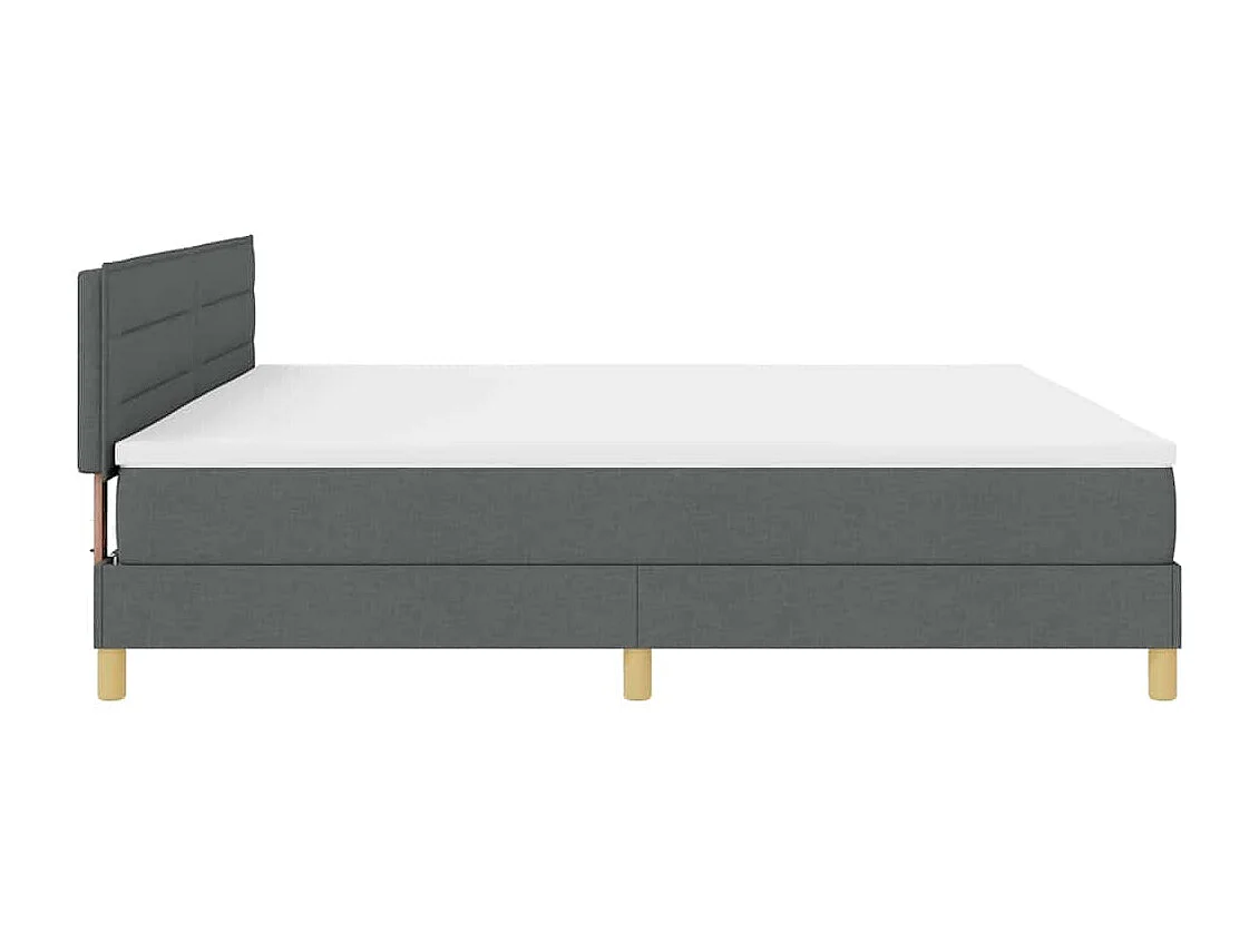 Cadre de lit avec matelas Gris foncé 200 x 200 cm tissu