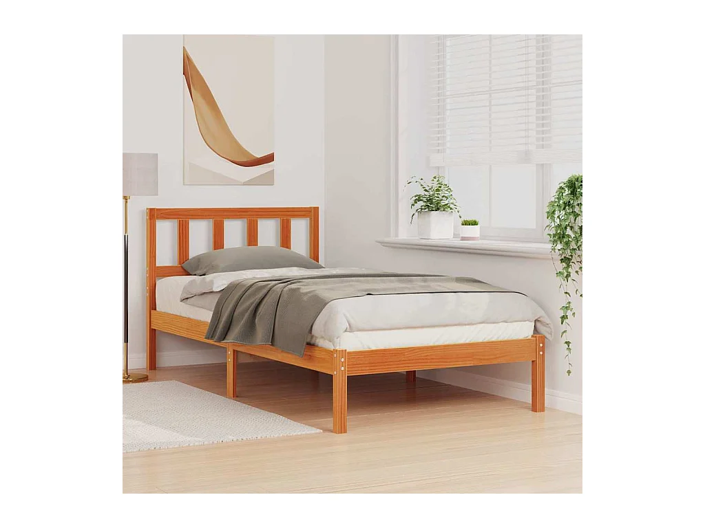 Cadre de lit Marron cire 75 x 190 cm Bois massif en pin