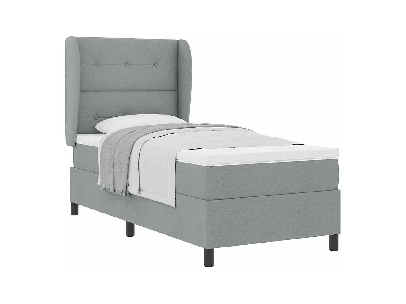 Cadre de lit avec matelas Gris clair 100 x 200 cm tissu