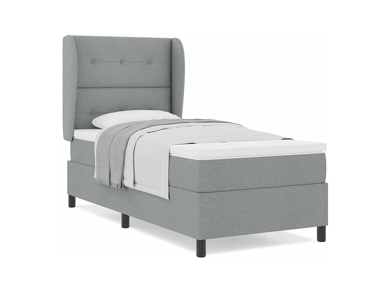 Cadre de lit avec matelas Gris clair 100 x 200 cm tissu