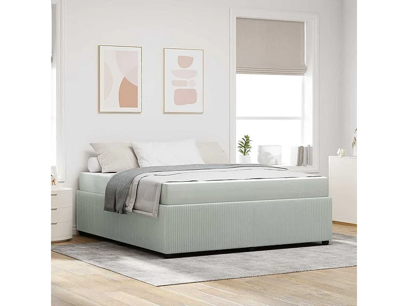 Cadre de lit avec matelas Gris clair, blanc et gris clair