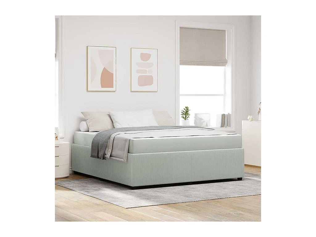 Cadre de lit avec matelas Gris clair, blanc et gris clair