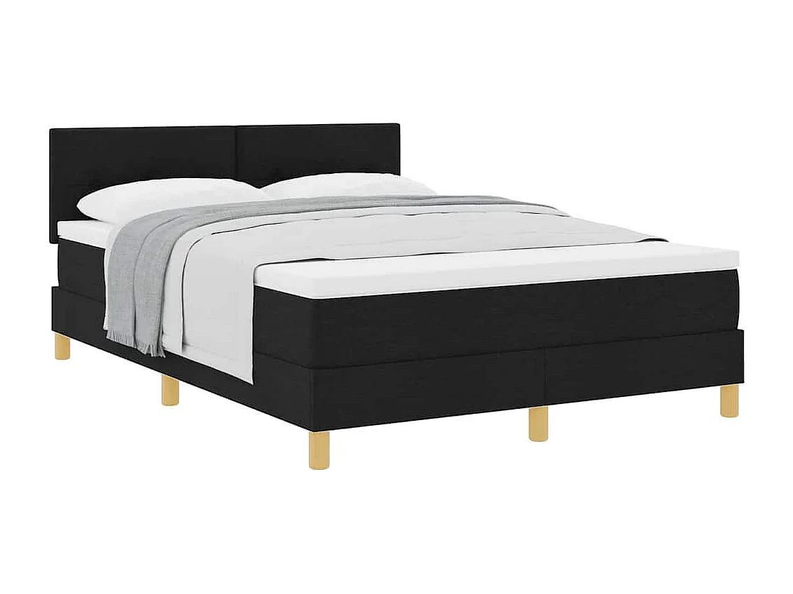 Cadre de lit avec matelas avec matelas Noir 140 x 190 cm tissu