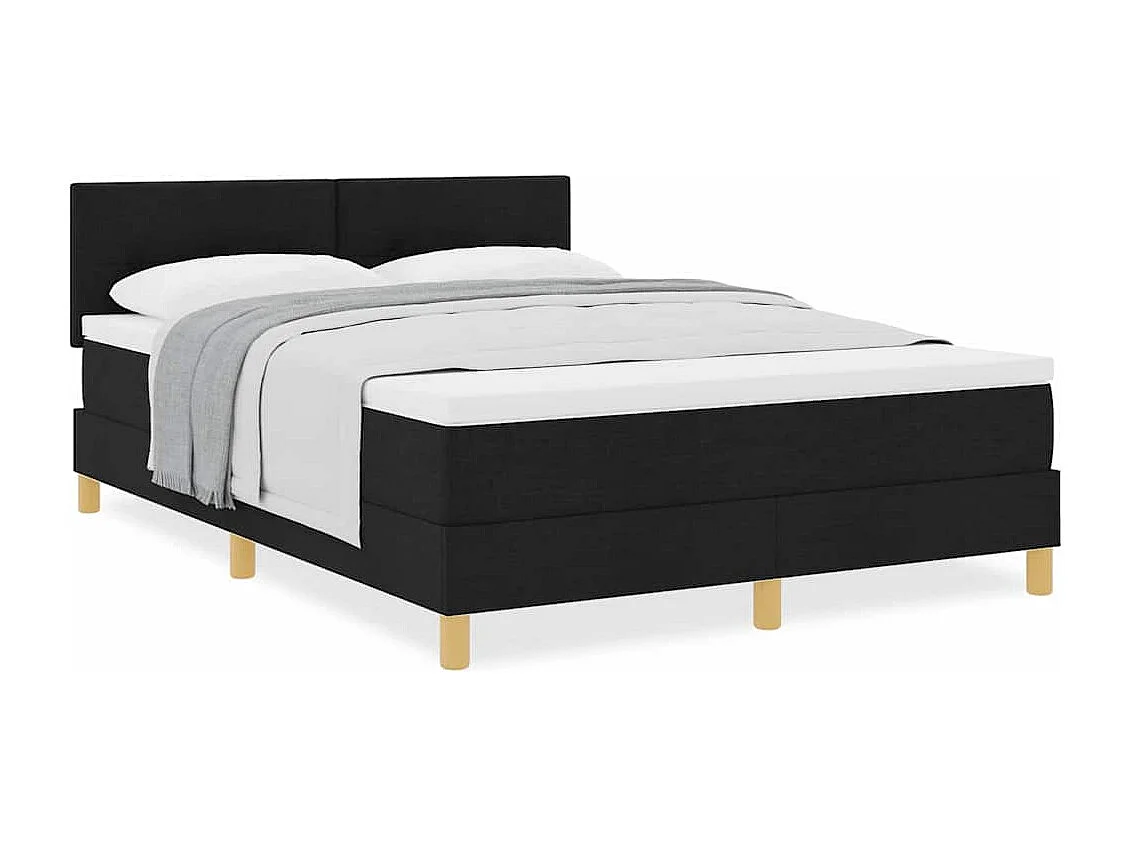 Cadre de lit avec matelas avec matelas Noir 140 x 190 cm tissu