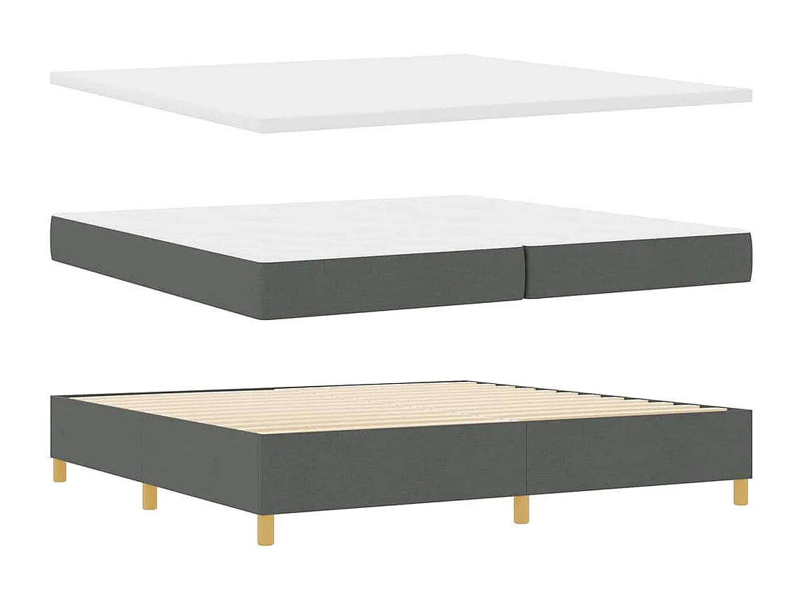 Cadre de lit avec matelas Gris foncé 200 x 200 cm tissu