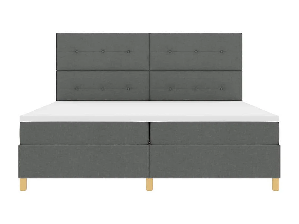 Cadre de lit avec matelas Gris foncé 200 x 200 cm tissu