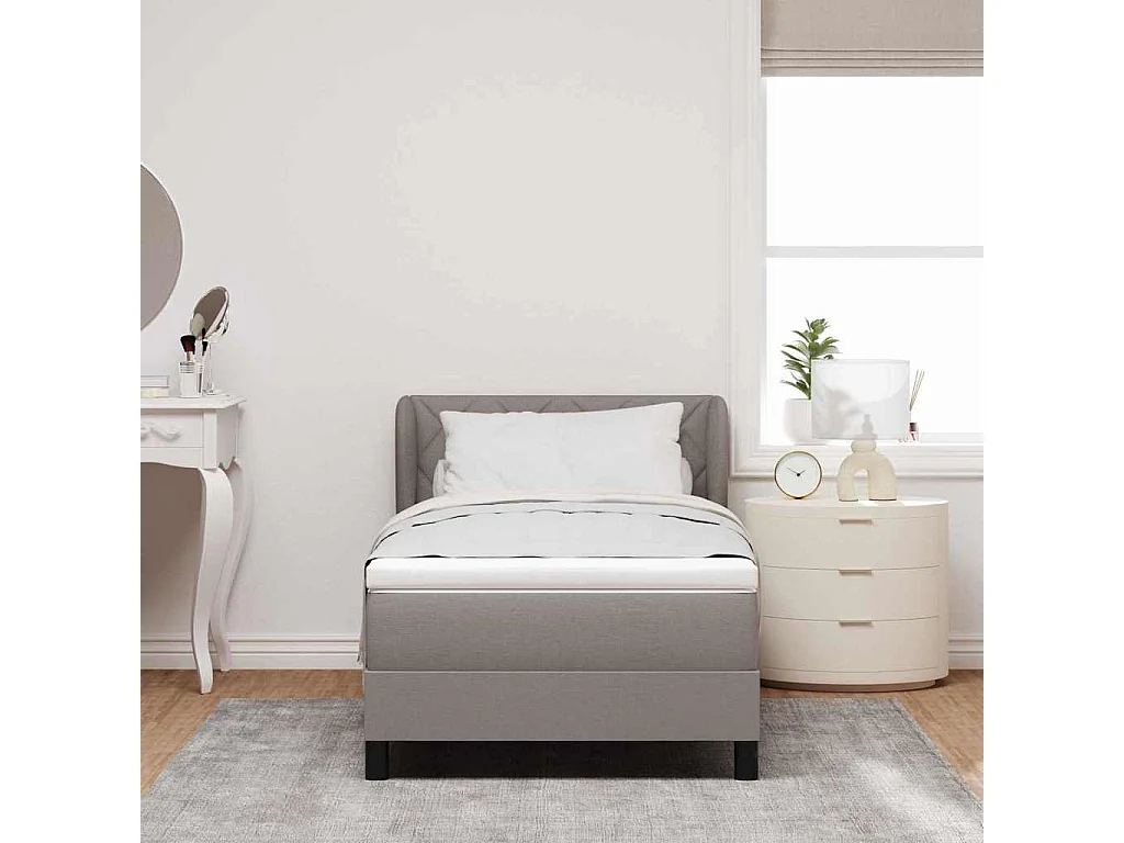 Cadre de lit avec matelas avec matelas Taupe 90 x 200 cm tissu