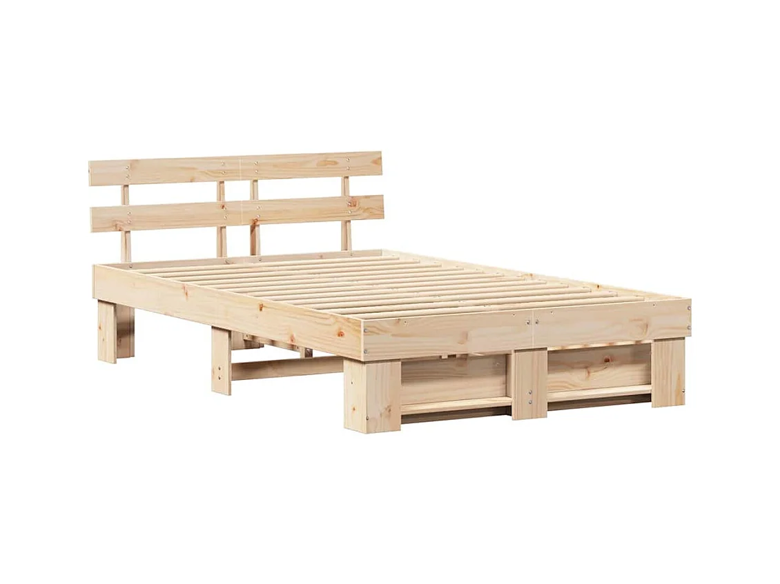 Estructura de cama Marrón 140 x 190 cm Madera maciza de pino