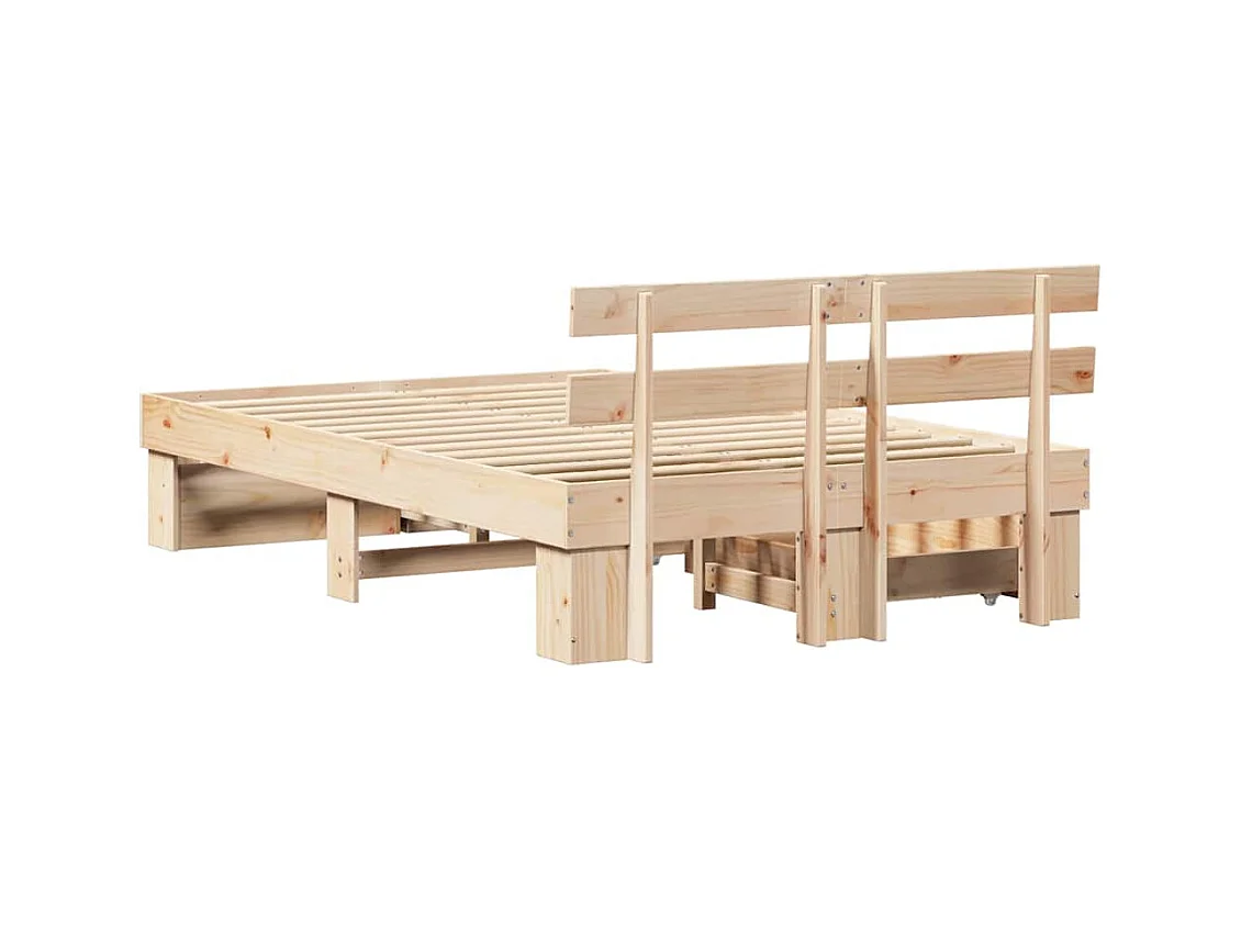 Estructura de cama Marrón 140 x 190 cm Madera maciza de pino