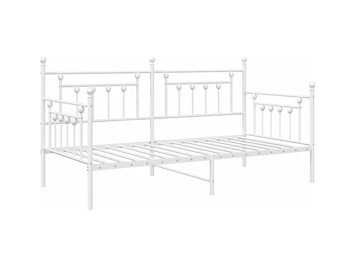 Cadre de lit de jour avec tête de lit Blanc 90 x 190 cm Acier