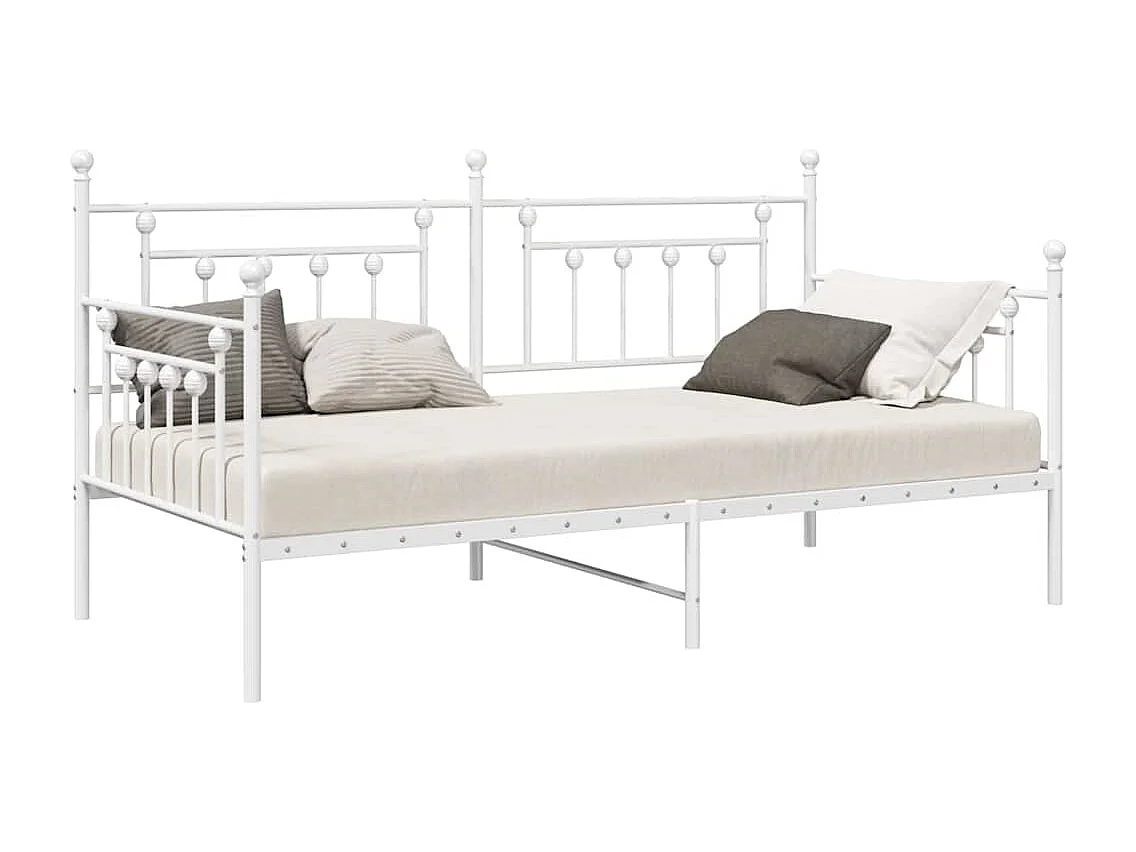 Bedframe voor een daybed met hoofdeinde Wit 90 x 190 cm Staal