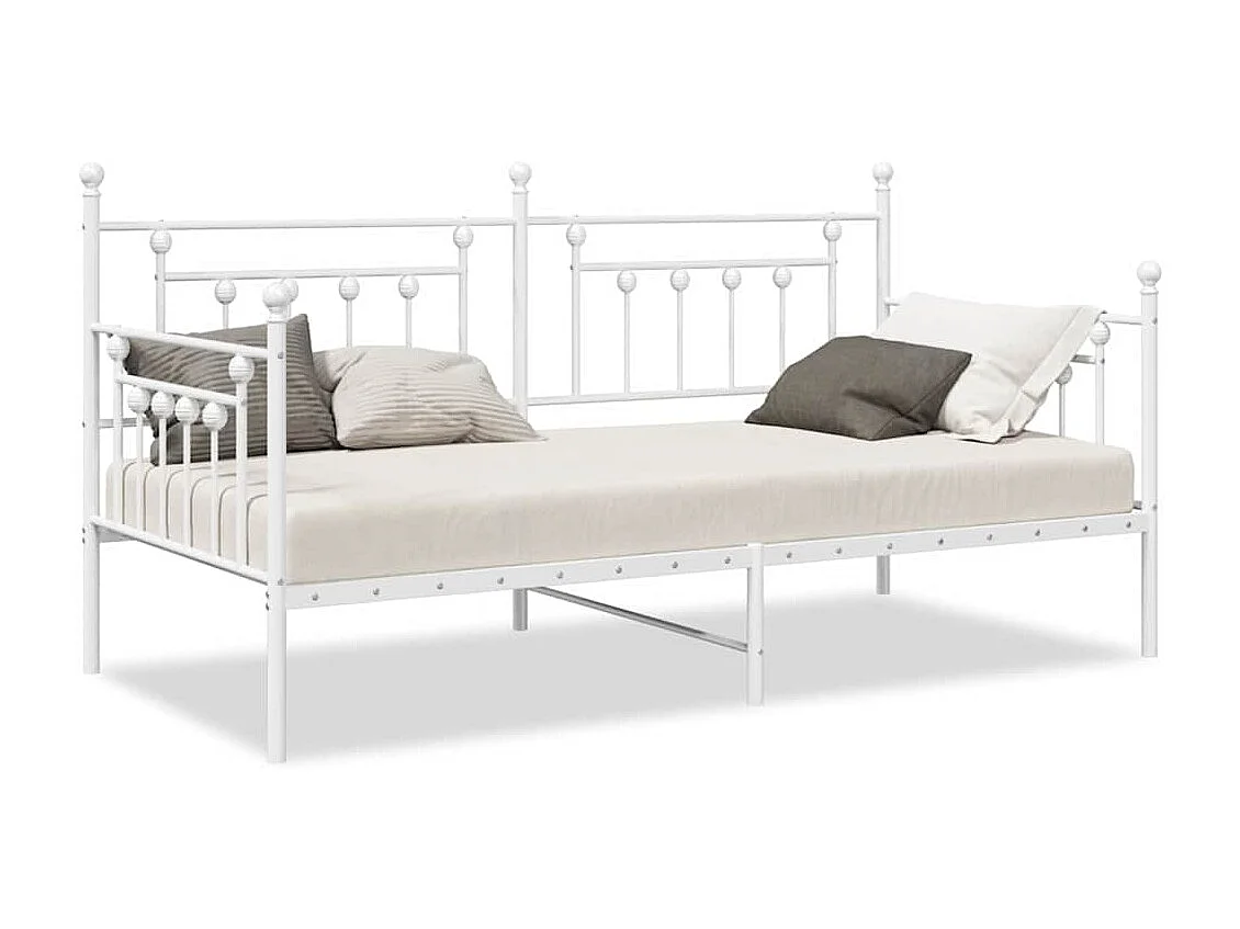 Bedframe voor een daybed met hoofdeinde Wit 90 x 190 cm Staal