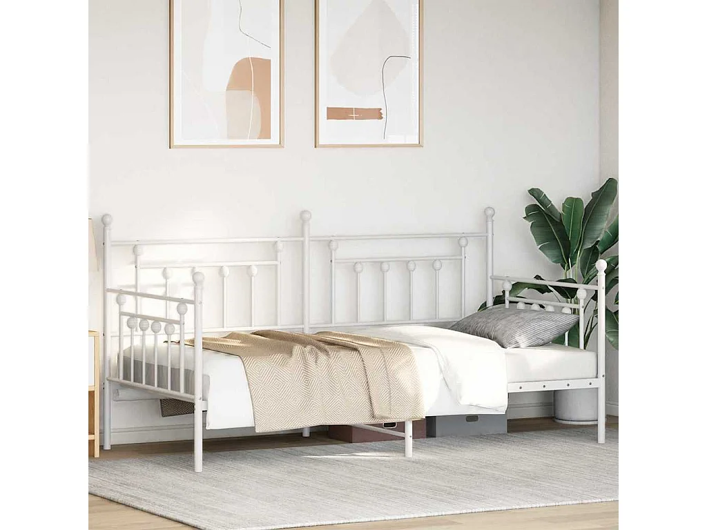 Bedframe voor een daybed met hoofdeinde Wit 90 x 190 cm Staal