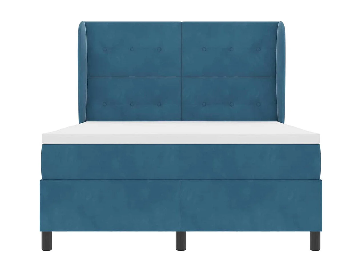Cadre de lit avec matelas Bleu foncé 140 x 200 cm Velours