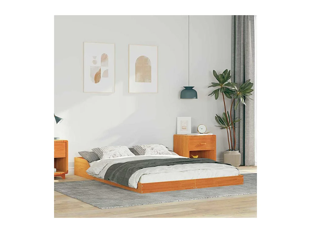 Cadre de lit Marron cire 120 x 200 cm Bois massif en pin