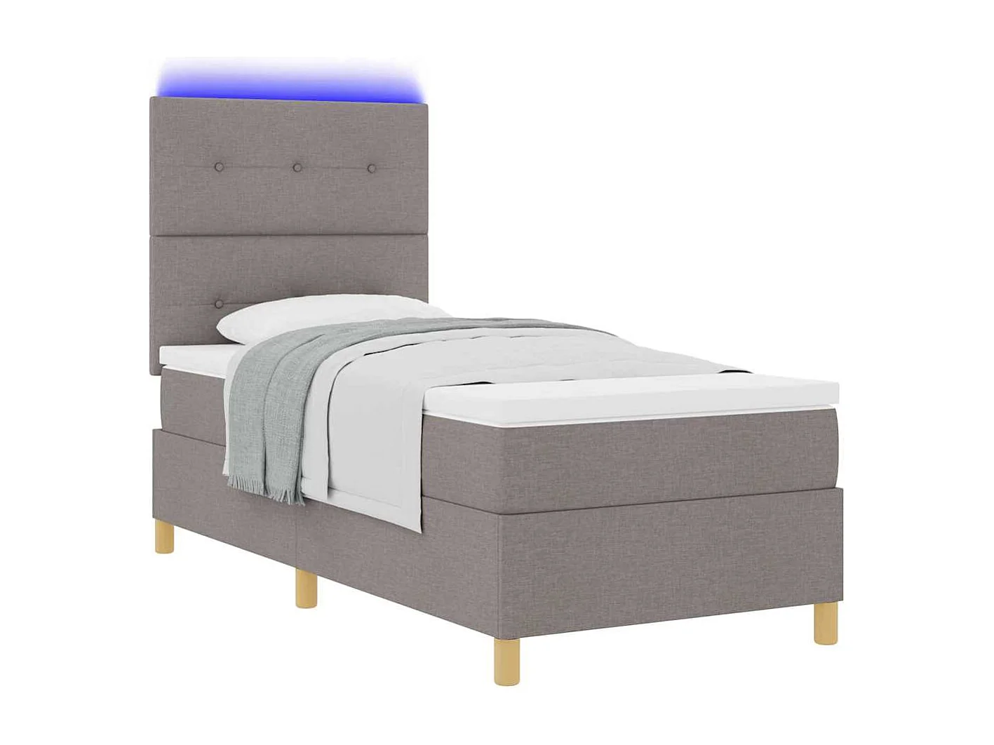 Cama tipo Box Spring con colchón Taupé 90 x 200 cm tela