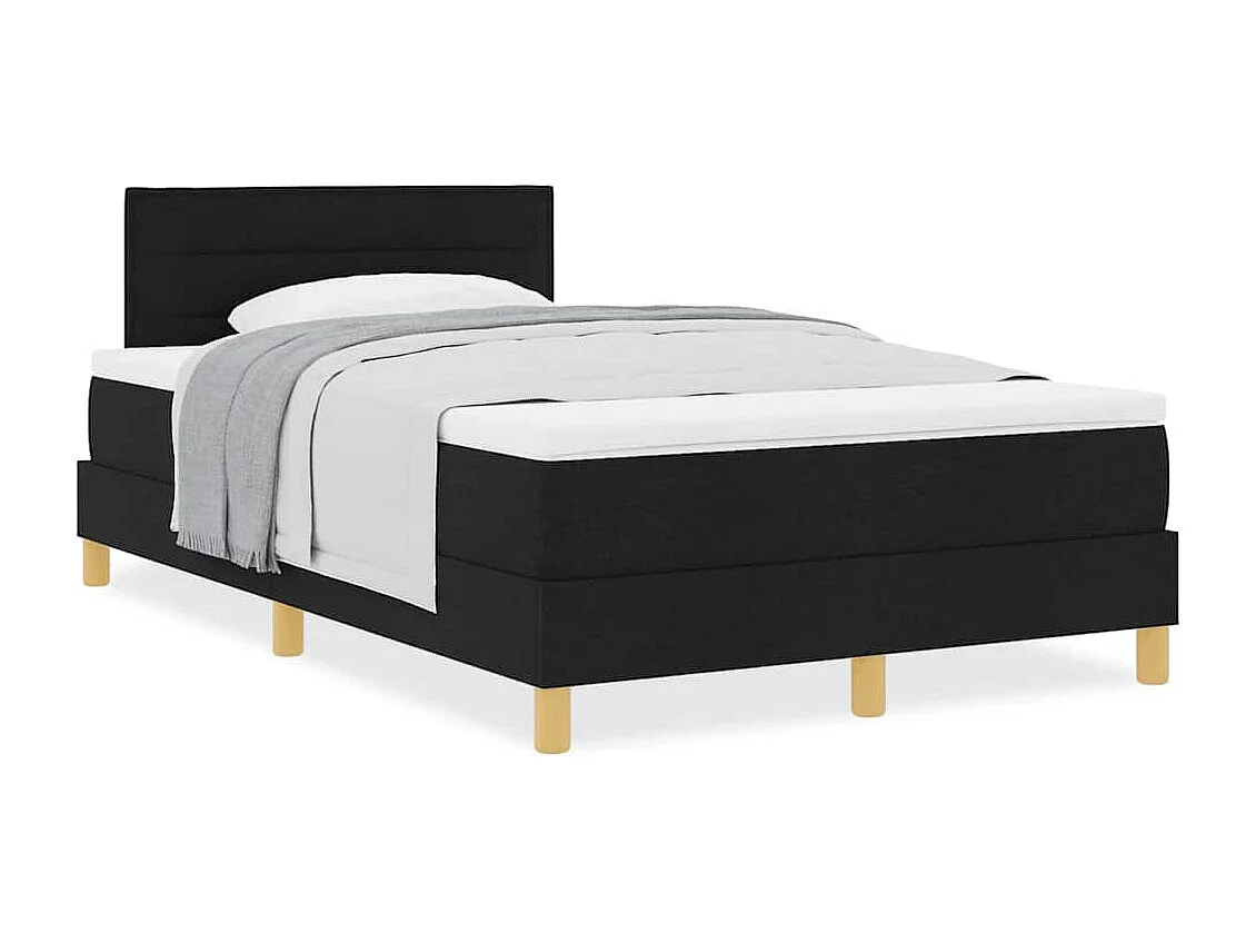 Cadre de lit avec matelas avec matelas Noir 120 x 190 cm tissu