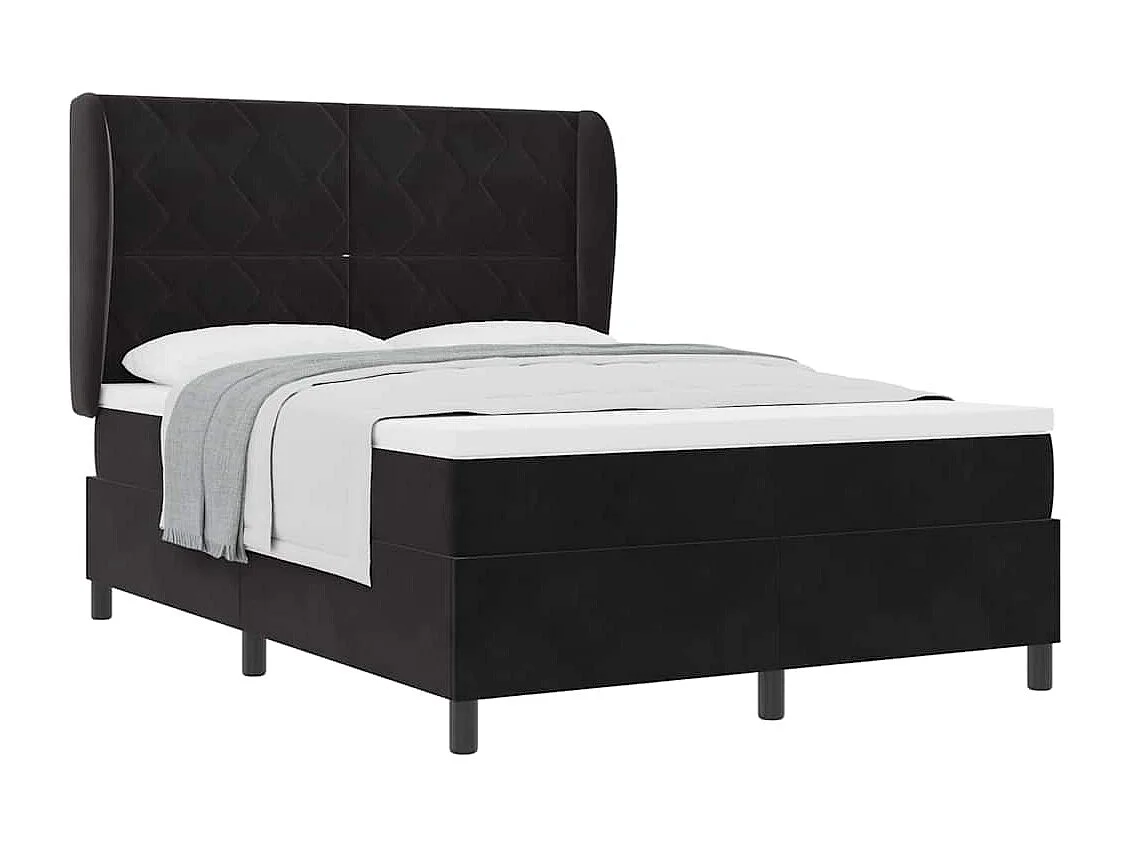 Cadre de lit avec matelas Noir 140 x 190 cm Velours