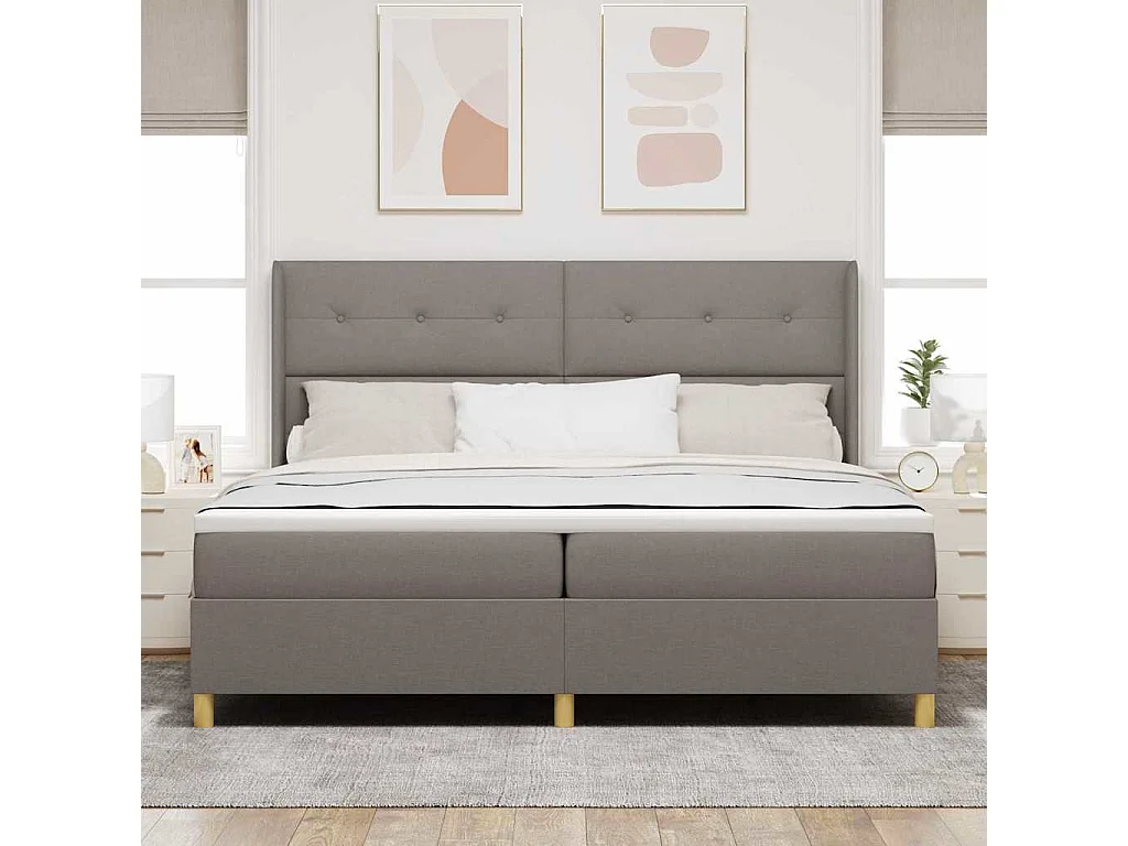 Cama con Somier con colchón Taupé 200 x 200 cm tela