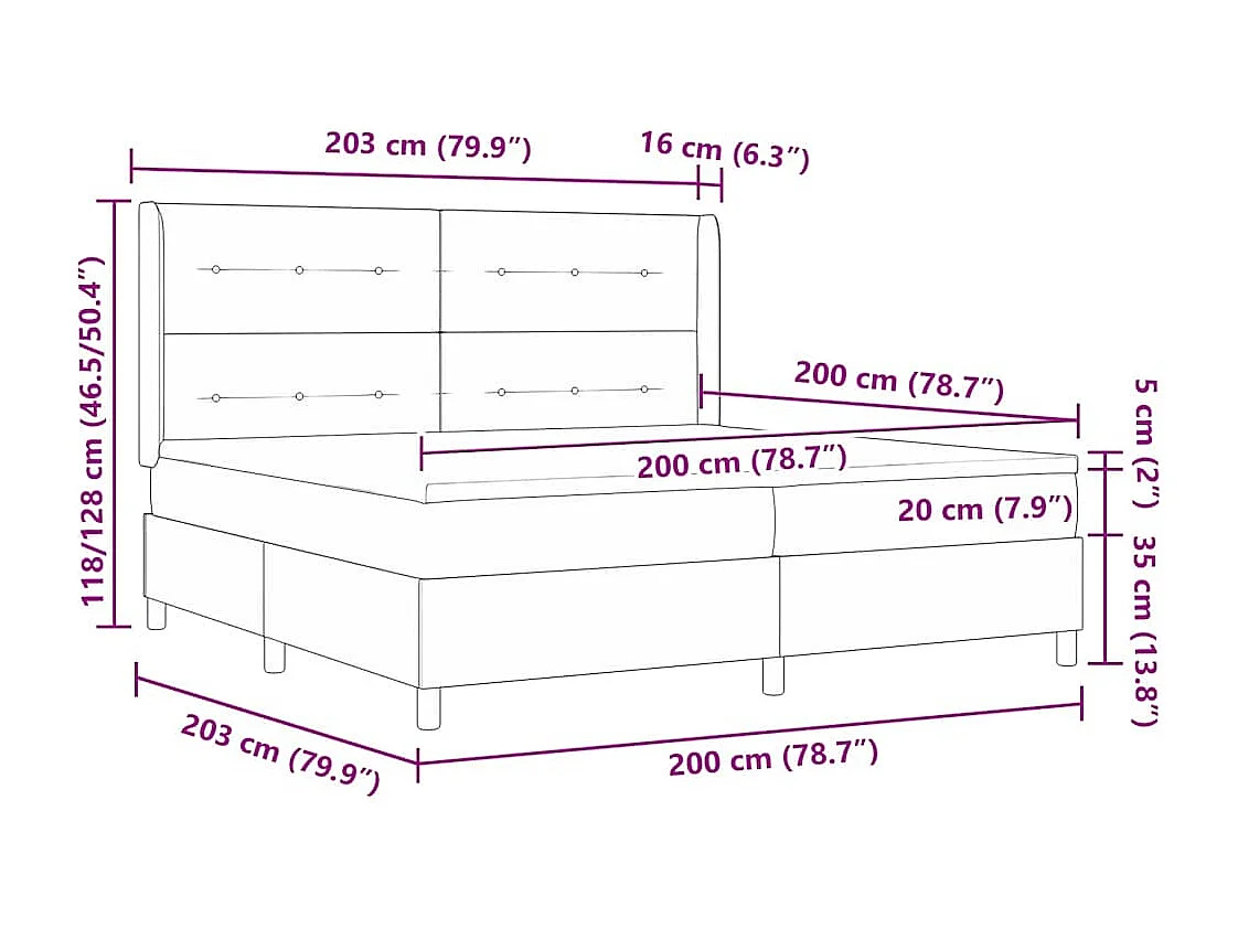 Cama con Somier con colchón Taupé 200 x 200 cm tela