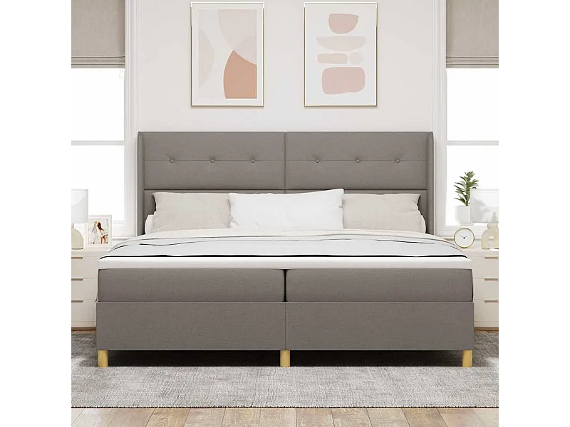 Cama con Somier con colchón Taupé 200 x 200 cm tela