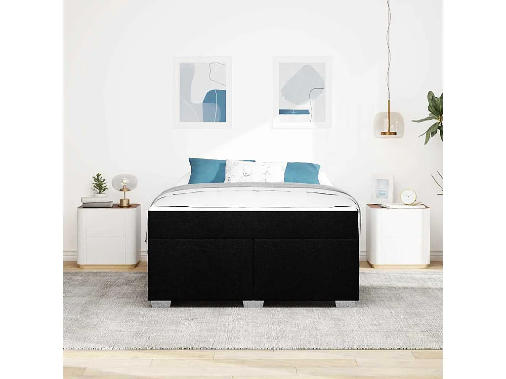 Estructura de cama Negro 160 x 200 cm tela