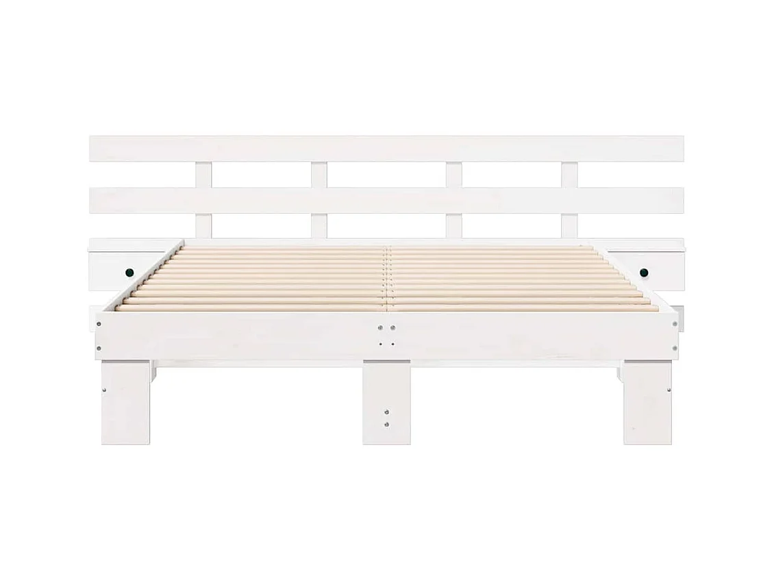 Cadre de lit Blanc 160 x 200 cm Pin massif et pin massif