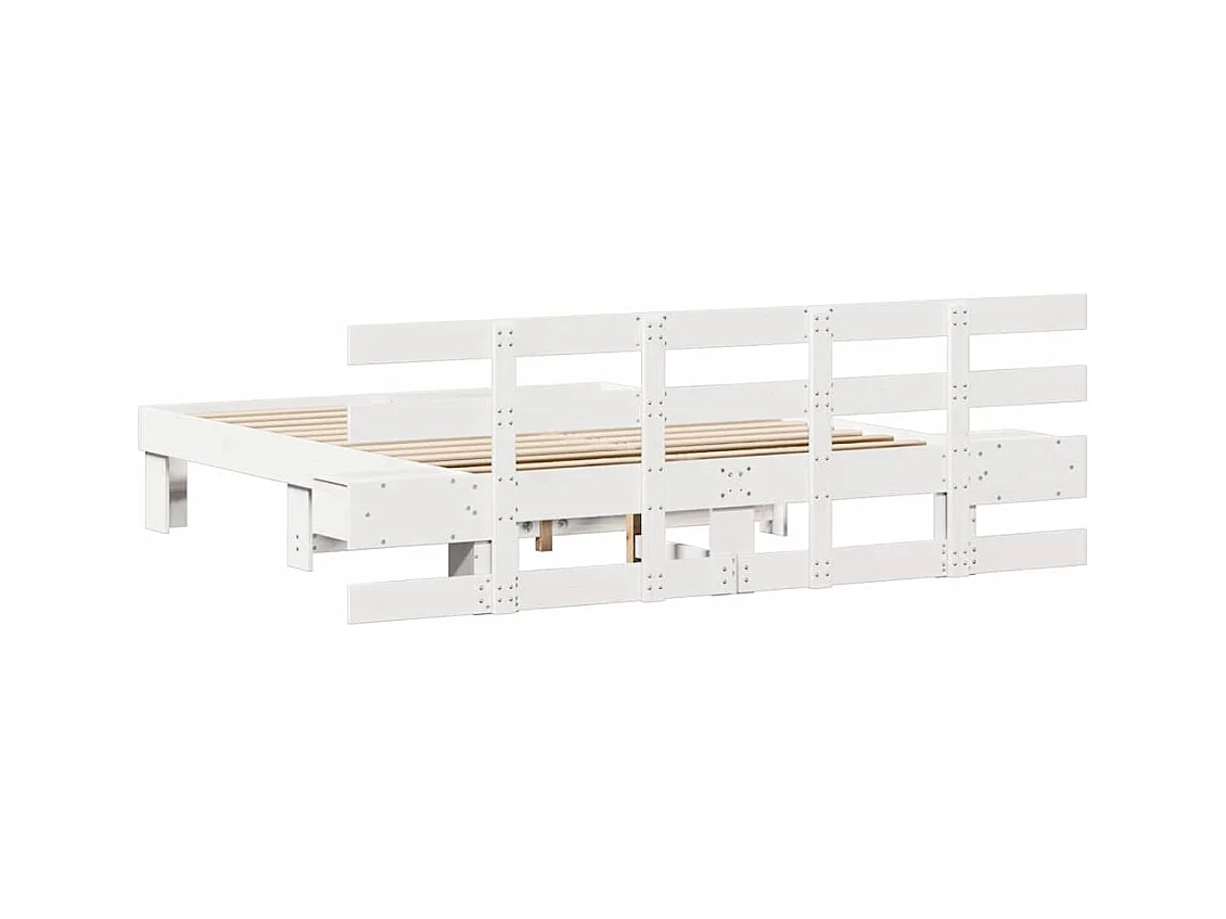 Cadre de lit Blanc 160 x 200 cm Pin massif et pin massif