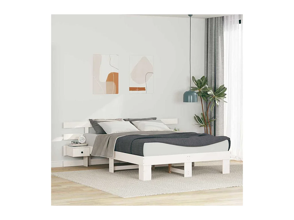 Estrutura da Cama com gaveta Branco 160 x 200 cm