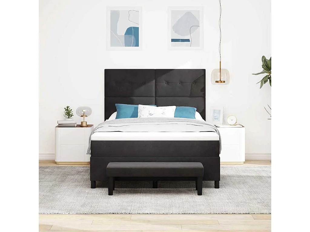 Cadre de lit avec matelas Noir 140 x 200 cm Velours
