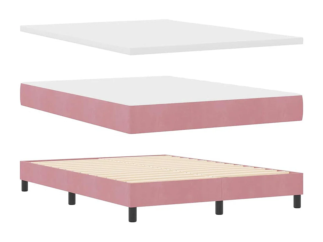 Cadre de lit avec matelas Rose 140 x 200 cm tissu